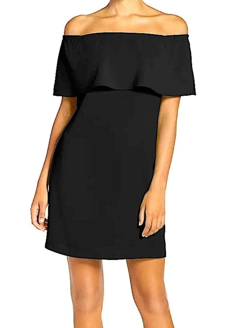 Charles Henry Black Off-Shoulder Mini Dress